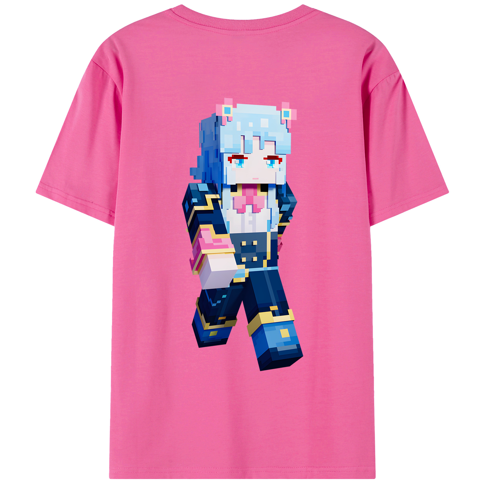 （画像用） マインクラフト ブロックの世界 Minecraft MC Block world レディース半袖Tシャツ(バックプリント)